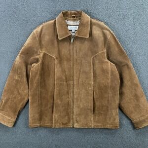 Wilsons M. Julian Leather Jacket Mens Large Suede Brown Racer Biker Moto